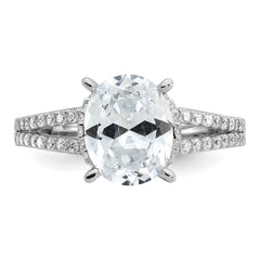 Cheryl M Sterling Silver Rhodium-plated Polished Fancy Oval CZ Ring