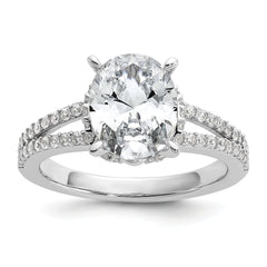 Cheryl M Sterling Silver Rhodium-plated Polished Fancy Oval CZ Ring