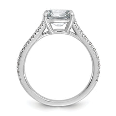 Cheryl M Sterling Silver Rhodium-plated Polished Fancy East-West Cushion-cut CZ Ring