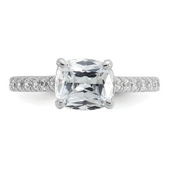 Cheryl M Sterling Silver Rhodium-plated Polished Fancy East-West Cushion-cut CZ Ring