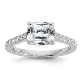 Cheryl M Sterling Silver Rhodium-plated Polished Fancy East-West Cushion-cut CZ Ring