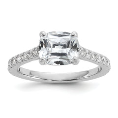 Cheryl M Sterling Silver Rhodium-plated Polished Fancy East-West Cushion-cut CZ Ring