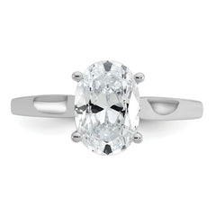 Cheryl M Sterling Silver Rhodium-plated Polished Oval CZ Ring