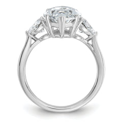 Cheryl M Sterling Silver Rhodium-plated Polished Fancy Marquise & Hearts CZ Ring