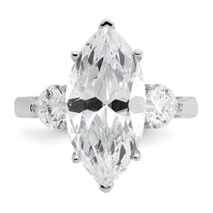 Cheryl M Sterling Silver Rhodium-plated Polished Fancy Marquise & Hearts CZ Ring