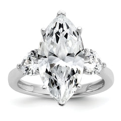 Cheryl M Sterling Silver Rhodium-plated Polished Fancy Marquise & Hearts CZ Ring