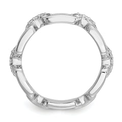 Cheryl M Sterling Silver Rhodium-plated Polished CZ Link Ring