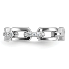 Cheryl M Sterling Silver Rhodium-plated Polished CZ Link Ring