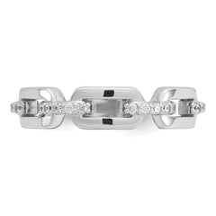 Cheryl M Sterling Silver Rhodium-plated Polished CZ Link Ring