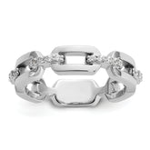 Cheryl M Sterling Silver Rhodium-plated Polished CZ Link Ring