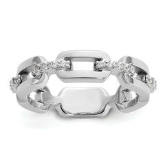 Cheryl M Sterling Silver Rhodium-plated Polished CZ Link Ring