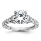 Cheryl M Sterling Silver Rhodium-plated Polished Fancy CZ Ring