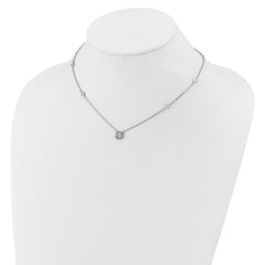 Cheryl M Sterling Silver Rhodium-plated Polished Fancy CZ Station with 2 Inch Extension Necklace