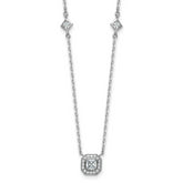 Cheryl M Sterling Silver Rhodium-plated Polished Fancy CZ Station with 2 Inch Extension Necklace