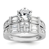 Cheryl M Sterling Silver Rhodium-plated Polished CZ Ring Set