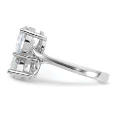 Cheryl M Sterling Silver Rhodium-plated Polished Double Pear CZ Ring