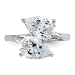 Cheryl M Sterling Silver Rhodium-plated Polished Double Pear CZ Ring