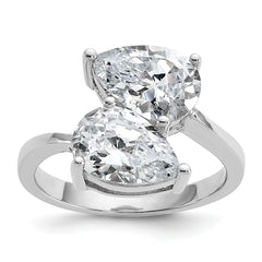 Cheryl M Sterling Silver Rhodium-plated Polished Double Pear CZ Ring