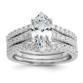 Cheryl M Sterling Silver Rhodium-plated Polished Marquise CZ with Two Bands Ring Set