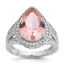 Crystal and Cubic Zirconia Teardrop Halo Ring in Sterling Silver, Size 6–9 - Sophia Jewelers