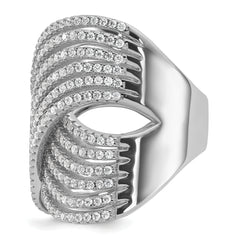 Cheryl M Sterling Silver Rhodium-plated Polished Fancy CZ X Ring