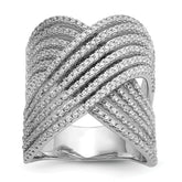 Cheryl M Sterling Silver Rhodium-plated Polished Fancy CZ X Ring