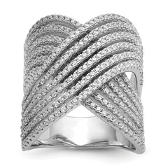 Cheryl M Sterling Silver Rhodium-plated Polished Fancy CZ X Ring
