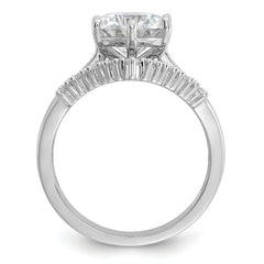 Cheryl M Sterling Silver Rhodium-plated Polished Fancy CZ with Two 3-Row Bands Ring Set