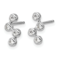 Cheryl M Sterling Silver Rhodium-plated Polished Multi Bezel Set CZ Post Earrings