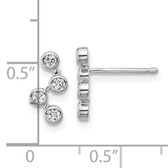 Cheryl M Sterling Silver Rhodium-plated Polished Multi Bezel Set CZ Post Earrings