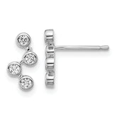Cheryl M Sterling Silver Rhodium-plated Polished Multi Bezel Set CZ Post Earrings