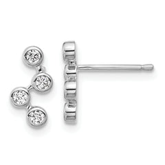 Cheryl M Sterling Silver Rhodium-plated Polished Multi Bezel Set CZ Post Earrings