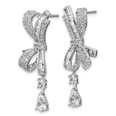 Cheryl M Sterling Silver Rhodium-plated Polished Fancy CZ Bow Post Dangle Earrings
