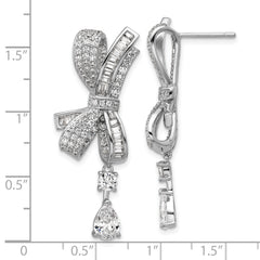 Cheryl M Sterling Silver Rhodium-plated Polished Fancy CZ Bow Post Dangle Earrings