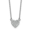 Pave Cubic Zirconia Heart Necklace in Sterling Silver, 1.1mm, 18 Inch - Sophia Jewelers