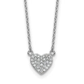 Cheryl M Sterling Silver Rhodium-plated Polished Pave CZ Heart Necklace