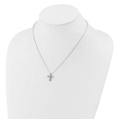 Cheryl M Sterling Silver Rhodium-plated Polished CZ Cross with 2 Inch Extension Necklace