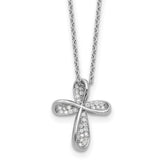 Cheryl M Sterling Silver Rhodium-plated Polished CZ Cross with 2 Inch Extension Necklace