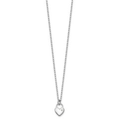 Cheryl M Sterling Silver Rhodium-plated Polished CZ Heart Lock Necklace