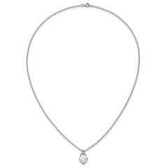 Cheryl M Sterling Silver Rhodium-plated Polished CZ Heart Lock Necklace