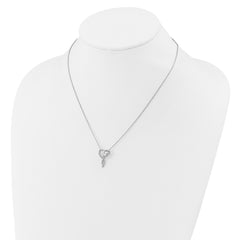 Cheryl M Sterling Silver Rhodium-plated Polished CZ Butterflies Heart with 2 Inch Extension Necklace