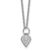 Cheryl M Sterling Silver Rhodium-plated Polished CZ Heart with 2 Inch Extension Necklace