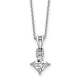 Cheryl M Sterling Silver Rhodium-plated Polished Fancy CZ Link with 2 Inch Extension Necklace