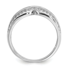 Cheryl M Sterling Silver Rhodium-plated Polished Fancy CZ Ring