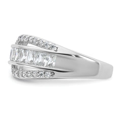 Cheryl M Sterling Silver Rhodium-plated Polished Fancy CZ Ring