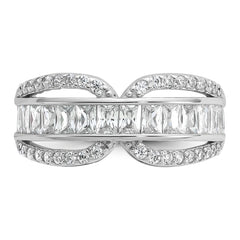 Cheryl M Sterling Silver Rhodium-plated Polished Fancy CZ Ring