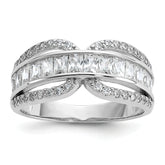 Cheryl M Sterling Silver Rhodium-plated Polished Fancy CZ Ring