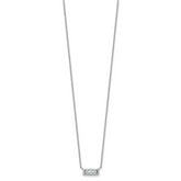 Cheryl M Sterling Silver Rhodium-plated Polished Fancy CZ Bar Necklace