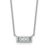 Cheryl M Sterling Silver Rhodium-plated Polished Fancy CZ Bar Necklace