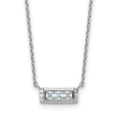 Cheryl M Sterling Silver Rhodium-plated Polished Fancy CZ Bar Necklace